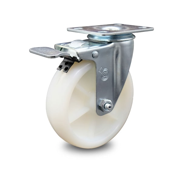 5 Inch Nylon Wheel Swivel Top Plate Caster with Total Lock Brake
